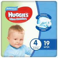 Huggies Ultra Comfort Подгузники размер 4, 8-14 кг для мальчиков 19 шт
