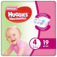 Huggies Ultra Comfort Подгузники размер 4, 8-14 кгдля девочек 19 шт