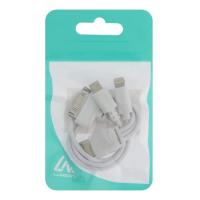 155883 Кабель 3 в 1 LuazON, microUSB/Lightning/iPhone 30-pin - USB, 1 А, 0.2 м, белый