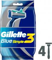 Gillette Станок Blue Simple3 бритвы однораз 4 шт
